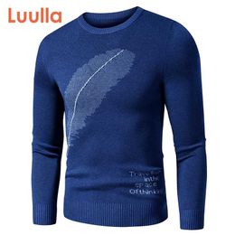 Men Autumn Casual Classic Embroidery Thick Sweater Pullovers Winter Fleece Fashion Warm Vintage Outfit Sweaters 211221