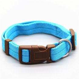 Pet Dog Collar Classic Solid Basic Polyester Nylon Dogs Collars with Quick Snap Buckle, Optional pull rope