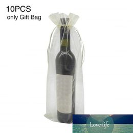 10 Pcs Candy Pouch With Drawstring Organza Gift Bag Jewelry Wrapping Fashion Party Supplies Wedding Storage Packing Wine Bottle