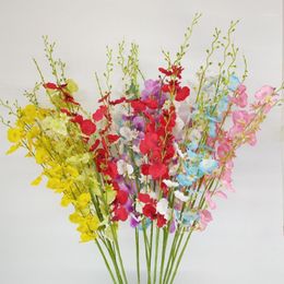 Decorative Flowers & Wreaths 3 Stems Simulation Silk Dance Orchid Bouquet Artificial For Crafting Wedding Living Room Garden Party Decoratio