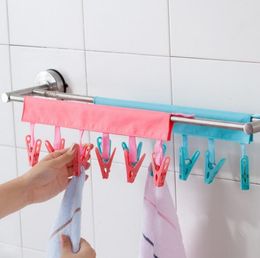 Travel Essentials Bathroom Racks Cloth Hanger Clothespin Travel Portable Folding Cloth Socks Drying Hanger with 6 Clips for Bathroom SN2271