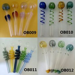 Clear Coloured Thick Pyrex Glass Oil Burner Pipe Colourful Smoking hookah Handle Pipes Bong Nail Burning Rig