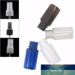 10ml round empty clear amber/blue pet plastic bottle with white/black fine mist Sprayer X 10