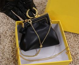 Ladies brand shoulder bag high quality genuine leather mini handbag designer chain metal texture messenger wallet cosmetic bag
