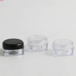 Travel Mini 10G Clear Square plastic Cream jar bottles 10cc Display Container Cosmetic Packaging with whie clear lids 100pcsgood qualtity