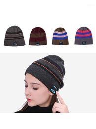 Striped Color Matching Knitted Winter Warm Bluetooth Headset Cap Wireless Call 24BD Cycling Caps & Masks
