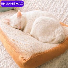 Cat Bed Removable Design Dog Kennel Pet Toast Bread Cat Dog Mats Soft Bed Rug Cushion Wash Detachable Soft Sofa Small Dog Beds 201111