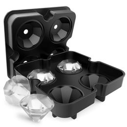 1pc 4 Cell Diamond Ice Ball Mould Ice Cream Moulds Form Chocolate Mould For Party Bar Silicone Ice Cube Tray Whiskey Ball Maker T200703