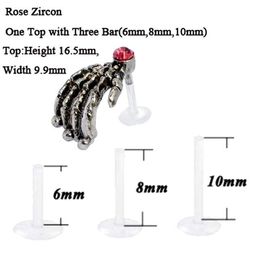 1pc Cz Gem Skull Hand Bioplast Flexible Labret Monore Lip Ring Ear Stud Tragus Cartilage Helix Earring Fashion Piercing Jewellery Q jllgMX