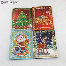 Diamond Painting Happy Birthday Blessing Greeting Card 5D Round Drill Santa Claus Merry Christmas Z238 201112