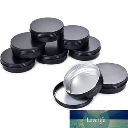 10Pcs 5g 10g 15g 20g 30g 50g Empty Black Aluminum Tins Cans Screw Top Round Candle Spice Tins Cans with Screw Lid Containers