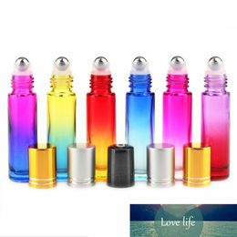 Oil Bottle Perfume Vials Glass with Metal Black Gold Silver 10ml Gradient Colour Cap Gold Rose Red Green Blue Purple Brown