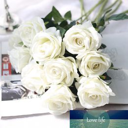 5 unids 51 cm ramificación de largo ramo de ramo hermosa de seda blanca rosas artificiales de flores artificiales boda casa decoración de mesa organizar flores falsas