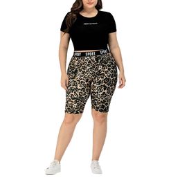 4XL Leopaed Printed Elastic Leggings Women Pants Knee-Length Gym Fitness Leggings Female Plus Size Leggings vetement femme LJ201006