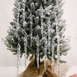 Decoration 12PCS Simulation Ice Xmas Hanging Ornament Fake Icicle Props Christmas Tree Decorations Winter Party Y201020
