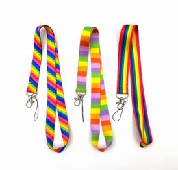 20pcs Rainbow Multicolor Key lanyard Car KeyChain ID Card Pass Gym Mobile Phone Badge Key Ring Holder Jewelry