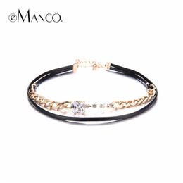 Wholesale Charming Women's Layering Chokers Necklaces for women Black Tattoo Choker with Rhinestones Fashion Jewellery Y200323