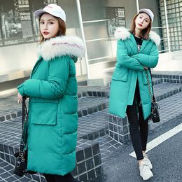 Korean Style New Arrival Women Winter Jacket With Thicken Fur Hooded Warm Female Long Parka Padded Coat High Quality 201019