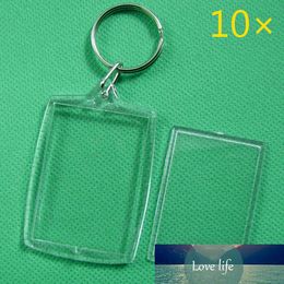 10 Pcs Keychain Key Chain Rings Blank Clear Transparent Acrylic Picture Frames 32x46mm Lockets XIN-Shipping