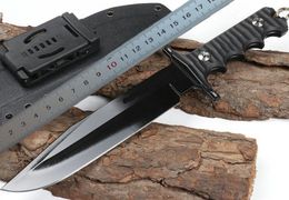 1Pcs New Strong Outdoor Survival Tactical Straight Knife 9Cr14Mov Satin / Black Drop Point Full Tang G-10 Handle Fixed Blade Knives With Kyd