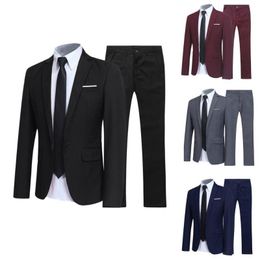 Men's Tracksuits Three-piece Business Dress Men Suit Set Lapel Formal Stylish Buttons Pockets Blazer For Office Dating West Wedding Decorati