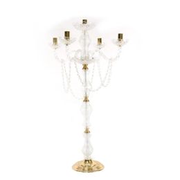 90 cm Height Acrylic 5-arms Metal Candelabras With Crystal Pendants Wedding Candle Holder Centerpiece Party Decor senyu556