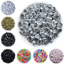 200PCs Mix Beads with Letters Acrylic Black Heart Spacer Beads Letter/ Alphabet Charm Beads Jewelry Findings DIY 7mm Y200730