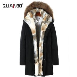 Men's and Women's Leisure Down Jacket Winter Thick Hood Detached Warm Waterproof Big Raccoon Fur Collar For -30 Degrees 201201