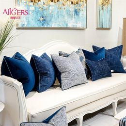 Pillow Case Avigers Blue Grey Cyan Decorative Pillows Square Jacquard Cushion Covers Throw Pillowcases for Sofa Bedroom Living Room Y200104