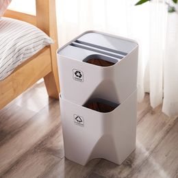 Kitchen Can Recycle Stacked Sorting Trash Household Dry And Wet Separation Waste Rubbish Bin for Bathroom 1pc Y200429