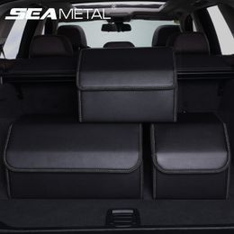 Car Trunk Organizer Storage Box PU Leather Auto Organizers Bag Folding Trunk Storage Pockets for Vehicle Sedan SUV Accessories LJ201119