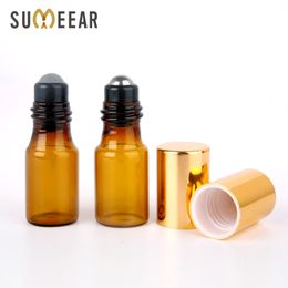 100PCS 3ml Amber Glass ssential Oil Bottle Rollerball Container Refillable Smear Brown Protected From Light