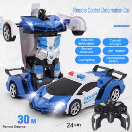 New Transformation RC Robot Car Remote Control Car 2 IN 1 Deformation Robots Models Toys for Kids Baby Xmas Christmas Gift 201202