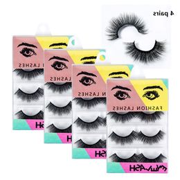 3D Mink Eyelashes Natural False Eyelashes Long Eyelash Extension Faux Fake Eye Lashes Makeup Tools 4Pairs/lot