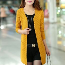 Women Solid Sweater Long Cardigan Fashion Summer Style Long Sleeve Thin Knitted Cardigan Female Sweaters Free Shipping 201111