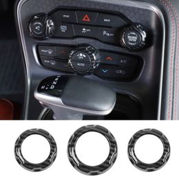 carbon Fibre Audio Knob Cover Audio Switch Knob Air Conditioning Switch Panel Ring For Dodge Challenger Charger 2015 1575