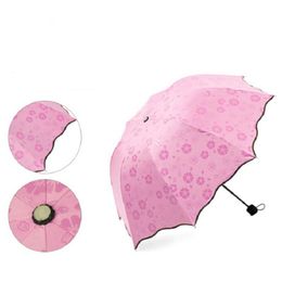 200pcs/lot 3-Folded Dustproof Anti-UV Umbrella Sunshade Umbrella Magic Flower Dome Sunscreen Portable Umbrella Supplies LX3456
