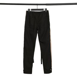 Men Casual Pants Cotton Colorblocking Season 6 Breasted Pants Main Line High Street Streamers Black Trouser
