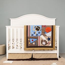 Basketball baseball Nursery Crib Bedding Set for Newborn Baby Infant ,Fitted Sheet, Crib Quilt, Dust Ruffle LJ201105