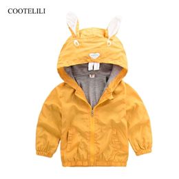 COOTELILI Casual Outerwear Cute Rabbit Trench Coats Boys Kids Clothes Spring Windbreaker Jacket For Girls Children Clothing LJ200828