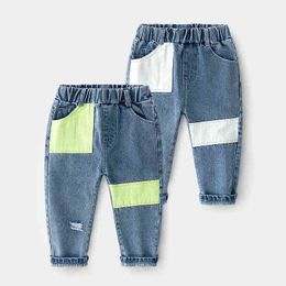 Boys Jeans 2020 Spring Autumn New Children's Denim Trousers Children Korean Kids Boys Casual Pants Fashion Patchwork Jeans 2-7Y G1220