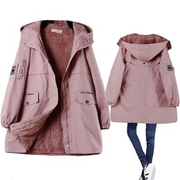 Women's Winter Fleece Hooded Parka - Mid Length Quilted Warm ladies waterproof coat with Padded Pink and Blue Windbreaker Jacket - Large Size (201103)