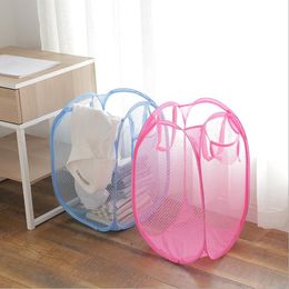 Laundry Basket Folding Mesh Laundry Baskets Clothes Storage Basket Elastic Mesh Storage Bag Household Sundry Storage Bags SEA FFC4791