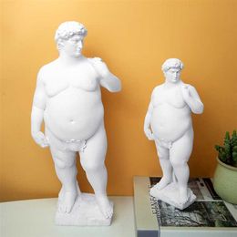 Creative Fat David Portrait Sculpture Resin Craft Decoration Human body Statue Home Desktop Ornaments Garden Art 220117