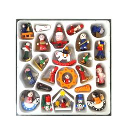 The latest one pack = 24 pieces, Christmas decorations, wooden small pendants, hand-painted puppet Christmas tree ornaments, free shipping