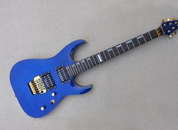 Blue Body Electric Guitar with Gold Hardware,Rosewood Fingerboard,Maple Quilted Top,Can be Customised