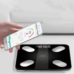 Square Body Fat Scale Smart Electronic LED Digital Scales without Battery (Black, Battery Pattern Blueteeth Body Fat Scale) H1229