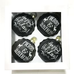 Christmas Decorations Tree Glass Creative Ornaments Small Gifts Foreign Trade 8cm Black Ball 4 Pack1