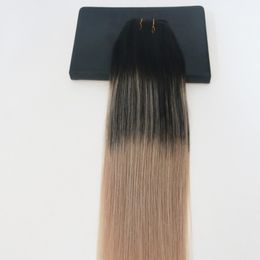 -Tejido de cabello humano Ombre colorante color brasileño virgen cabello trama extensiones balayaje dos tono 1b # a # 18 destaca el cabello