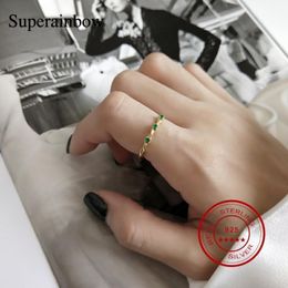 Cluster Rings SUPERAINBOW 925 Sterling Silver Handmade Twisted Green Zircon Finger Ring For Women Wedding Engagement SR-R481